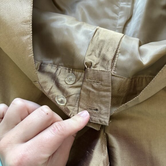Vintage Sunny Leigh 100% Silk Cropped Pants Womens Size 10 Brown Pockets Y2K - Picture 4 of 12